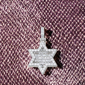 Iced Lab Diamond Stylish Statement Piece Ethnically <b>Inspired</b> Star Shape Hip Hop Custom Trendy 925 Silver Fine Pendants Charms - Product Image 5