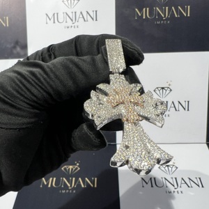 925 Sterling <b>Silver</b> & Rose Gold Plated Hip Hop VVS Moissanite Diamond Cross Pendant Fine Jewelry Party Fine Pendants & <b>Charms</b> - Product Image 6