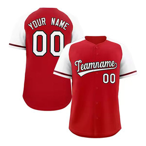 Maillots de baseball unisexes de qualité supérieure, respirants, séchage rapide, tendance, 100 % polyester, col en V, manches courtes, devant - Product Image 2