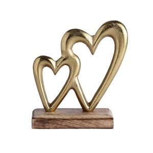 Figura Decorativa de Corazones Románticos en Forma de Doble Corazón con Base de Madera, Decoración para el Hogar y el Dormitorio, Regalo de Amor para Parejas - Product Image 1