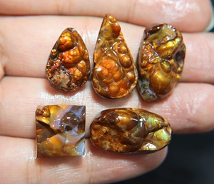 <b>Mexican</b> Fire Agate Loose Gemstone Smooth Druzy Cabochon Mix Shape for Pendant Ring - Product Image 3