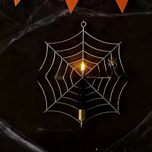 Decoración de Halloween, Portavelas con Forma de Telaraña, Adornos Colgantes, Portavelas Metálico con Diseño de Telaraña - Product Image 2
