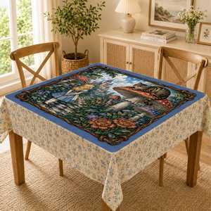 Tapis de Mahjong Littéraire <span class=keywords><strong>Alice</strong></span> <span class=keywords><strong>au</strong></span> <span class=keywords><strong>Pays</strong></span> <span class=keywords><strong>des</strong></span> <span class=keywords><strong>Merveilles</strong></span>, Accessoires de Mahjong Chat du Cheshire, Tapis de Forêt, Housse de Protection de Table, LIVRAISON EN RULON - Product Image 3