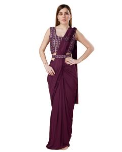 El último diseñador Georgette Silk Listo para usar Sequence Saree de Fab Zone - Product Image 1