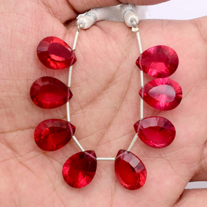 Perles en pierre naturelle de tourmaline rose AAA 12x16mm, forme poire, coupe concave, couleur rubellite, quartz hydro, pierres à facettes, perles lâches pour bijoux - Product Image 3