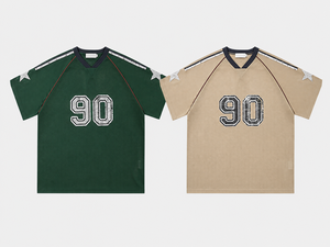 เสื้อยืดผู้ชายขายส่ง ปักลายเรียบง่าย ผ้าฝ้าย 100% ผ้าถักเนื้อละเอียด แขนสั้น ทรงหลวม สตรีทแวร์แบบสั่งทำได้ - Product Image 5
