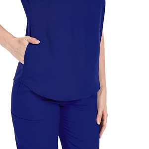 Conjunto de Uniforme Médico Azul Marino para Mujer, Pantalones y Blusa de Algodón y Poliéster, Ropa de Trabajo para Enfermeras - Product Image 4