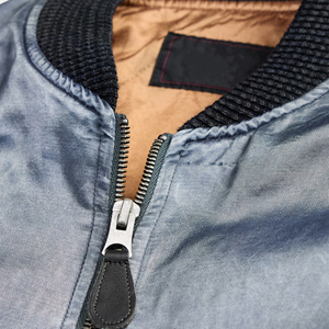 Premium Embroidered Satin Winter <b>Flight</b> <b>Jacket</b> <b>Men</b> Vintage OEM Custom Luxury Bomber Streetwear Outerwear Front Logo Zipper - Product Image 4
