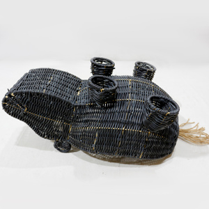 Cesta de Almacenamiento Hippo, Organizador de Juguetes de Ratán Sintético Negro, Decorativa y Vertical - Product Image 2