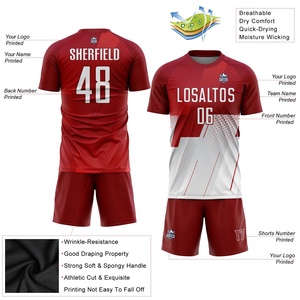 Ensemble d'uniformes de football pour hommes, tissu polyester respirant imprimé par sublimation, taille élastique, design personnalisé, maillot d'équipe - Product Image 4
