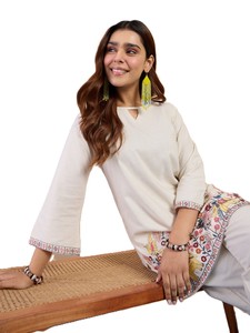 Conjunto de Pantalón y Blusa de Algodón Khadi Bordado Moderno para Mujer, Ropa Casual de Oficina y Fiesta de Verano, Calidad Premium, Protección Solar - Product Image 3