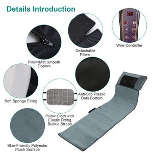Tappetino per Massaggio Completo del Corpo con Riscaldamento Lombare e 9 Modalità di Vibrazione per 10 Punti Mirati e 3 Livelli di Velocità - Product Image 3