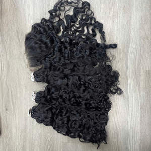 Lot de Cheveux Naturels Bouclés Noirs et Cheveux Raides en Dentelle, Cheveux Humains Vietnamiens de Haute Qualité, Super Double Drawn, Prix de Gros - Product Image 2