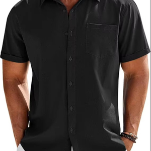 <b>Men's</b> Casual Button Down <b>Shirts</b> Short Sleeve <b>Beach</b> Summer <b>Shirt</b> Vacation Wedding <b>Shirts</b> with Pocket - Product Image 3