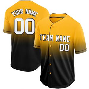 Camiseta de Béisbol Amarilla Personalizada para Hombre, Manga Corta, Nombre del Equipo 00, Impresión Serigrafiada, Poliéster Transpirable, Corte Regular, Cierre de Botones - Product Image 5