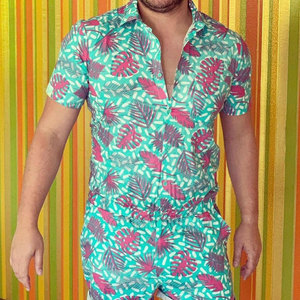 <b>Men</b> <b>Rompers</b> Lightweight Cotton Casual Summer Short Sleeve Outdoor Travel Fashion Trendy Sport Relaxed Outfit - Product Image 2