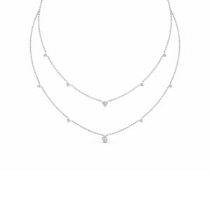 Collier double couche en or rose avec diamants de laboratoire taille poire 1,50 ct, design minimaliste pour femme, à porter au quotidien - Product Image 6