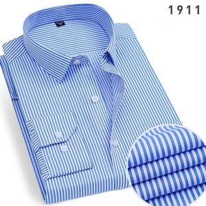 Camisa de Vestir de Manga Larga para Hombre, 60% Poliéster, 40% Algodón, Color Sólido, Estilo Formal de Oficina, Camisa a Rayas con Botones - Product Image 6