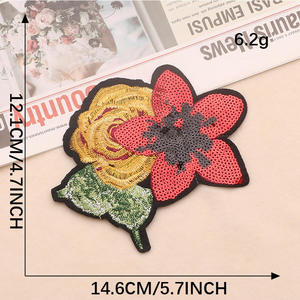 อุปกรณ์ตกแต่งเสื้อผ้าและกระเป๋า DIY  แผ่นปะติดรูปดอกกุหลาบปักเลื่อม PET รีดติดได้ - Product Image 5