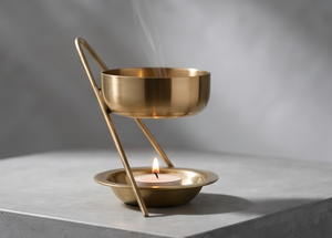 Brûleur d'encens en fer doré, porte-bougie chauffe-plat en métal, bol suspendu, diffuseur d'huiles essentielles, vente en gros - Product Image 2