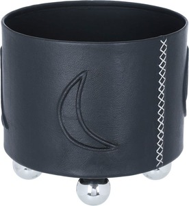 Plat à chafing en cuir noir fait main avec couvercle en acier inoxydable argenté et motif lune en relief pour mariages et événements au Moyen-Orient - Product Image 5