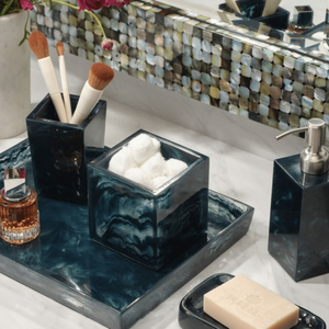 Ensemble de salle de bain en résine incrustée, décoration de luxe, accessoires pour la maison, ensemble de salle de bain moderne en résine, vente en gros - Product Image 6