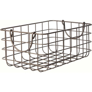 Black Iron <b>Wire</b> <b>Storage</b> <b>Basket</b> With Copper <b>Wire</b> Handles Metal Organization Bin <b>For</b> Kitchen Pantry Cabinet In Low Price - Product Image 2