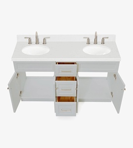 Meuble de salle de bain double vasque Felix 60 pouces sous marque privée, 4 options de finition, vente en gros, usine du Vietnam - Product Image 5