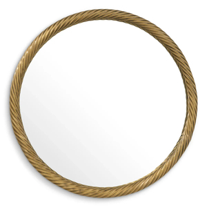 Espejo de pared redondo de metal de alta calidad para decoración del hogar, con marco de diseño de cuerda trenzada de latón, para decoración de la sala de estar. - Product Image 1