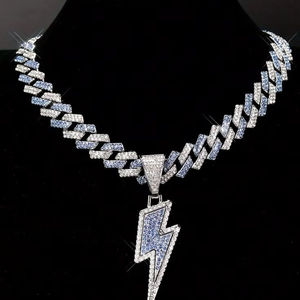 Chaîne cubaine en argent sterling 925 pour homme, entièrement sertie de moissanite, collier de luxe style montre, bijoux de mode hip-hop, cadeau USA UK - Product Image 2