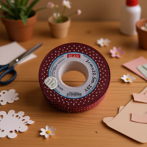 Nastro Ilan Burgundy a pois da 2 cm, 25 iarde per decorazioni e lavori artigianali - Product Image 2