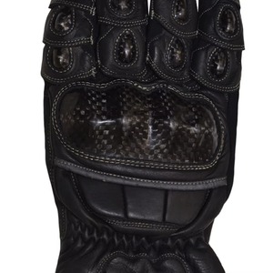 Gants de moto en cuir véritable confortables et personnalisés - Gants d'entraînement respirants à écran tactile pour le sport, à doigts complets avec fermeture auto-agrippante - Product Image 2