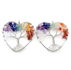 Bracelet Arbre de Vie en fil de cuivre fait main avec cristaux de pierres précieuses des 7 chakras, bijoux Feng Shui - Product Image 4