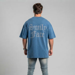 Camiseta Personalizada con Pedrería para Hombre, 100% Algodón, Corte Holgado, Estilo Urbano, Diseño Gráfico, Manga Corta, Cuello Redondo, OEM ODM - Product Image 5