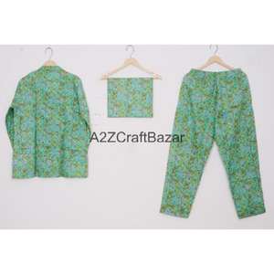 Conjunto de Pijama Informal Transpirable de Algodón 100% para Mujer, Pijama Suave con Cintura Elástica, Mangas Largas, Estampado Floral - Product Image 4