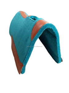 Meilleures ventes de coussinets de selle de cheval sarcelle de 18mm sur mesure en cuir beige véritable avec logo coussin en feutre synthétique emballage personnalisé - Product Image 3