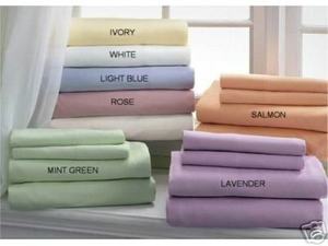 Juego de ropa de cama hospitalaria tamaño Queen de 4 piezas, suave, refrescante, agradable para la piel, sábana plana de color sólido, juego de sábanas ajustables 100% poliéster, Two by hi - Product Image 4