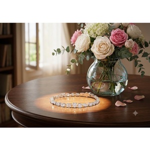 Unique Design White D Color Lab Created Diamond Tennis Bracelet Mixed Fancy Cut 10K Gold 20g Unisex Available At Reasonable Rate - Product Image 1