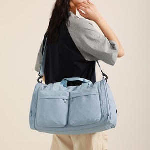 Sac de voyage pliable en polyester résistant à l'eau avec fermeture éclair, grande capacité, pour la gym et les séjours d'une nuit, compartiment à chaussures - Product Image 3
