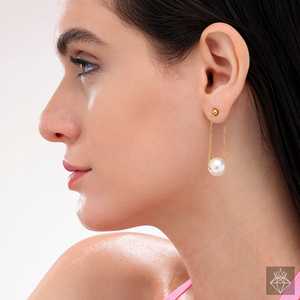 PRAO Golden Ivory Drapes Pendientes de perlas antideslustre - Product Image 3