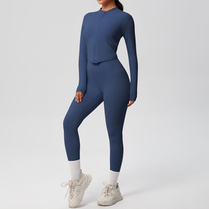 High-quality <b>Women</b> Tracksuit Custom Long-Sleeved Zip-Up <b>Jacket</b> Legging Sets for Yoga Running Gym Tracksuits for <b>Women</b> - Product Image 6