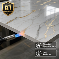 Panneau mural en PVC de qualité commerciale, imitation marbre, ignifuge B1, panneau UV, revêtement intérieur pour hôtel de luxe et projets de hall