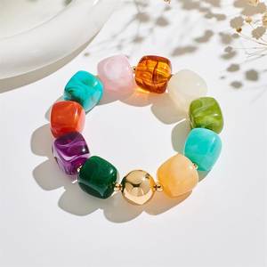 Resin Beads Fashion <b>Bracelet</b> Handmade <b>Stretch</b> Jewelry for Women Girls Daily Casual Accessories - Product Image 2