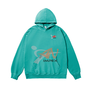 เสื้อฮู้ดดี้พิมพ์ลายนูน 3 มิติ ปี 2026 ผลิตจากโรงงาน รับผลิตตามสั่ง พร้อมปักโลโก้ ผ้าเฟรนช์เทอร์รี่คุณภาพสูง 100% ผ้าฝ้าย 420 กรัม/ตร.ม. สีมิ้นท์ ผ้าฮู้ดดี้แบบซักแล้ว 420 กรัม/ตร.ม. - Product Image 1