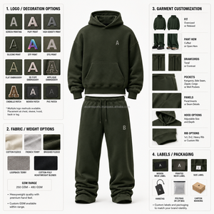 Ensemble sweat à capuche et jogging coupe décontractée, uni, sans logo, en molleton double brossé, avec ourlets et poignets côtelés, marque privée, streetwear, sport - Product Image 3