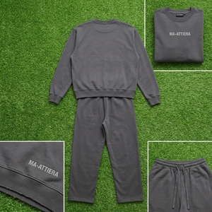 ชุดเซ็ตเสื้อสเวตเชิ้ตและกางเกงขายาวสีเทาชาร์โคลสำหรับผู้ชาย ทรงโอเวอร์ไซส์ คอกลม ชุดลำลองสองชิ้น สไตล์สตรีทแวร์ - Product Image 6