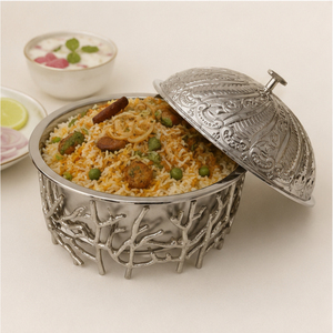 Olla para calentar alimentos de acero inoxidable con acabado plateado, estilo cacerola ornamental, para bodas y buffets elegantes, venta al por mayor - Product Image 6