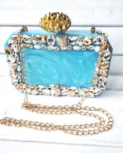Bolso de mano cuadrado de resina de diseño de lujo, ecológico y artesanal, para mujer, modelo pintado a mano, a la moda, resistente al agua. - Product Image 5