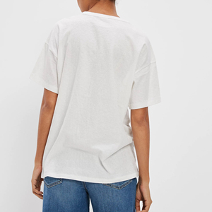 T-shirt en coton tricoté décontracté à manches courtes et col rond pour femme, motif écossais respirant, haute qualité, avec logo brodé personnalisé, idéal pour l'été - Product Image 3