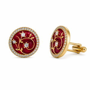 Boutons de manchette en laiton Mayrabygungun avec travail d'émail Meenakari fait main, style Kundan, origine Rajasthan, unisexe, pour mariage et occasions formelles - Product Image 1